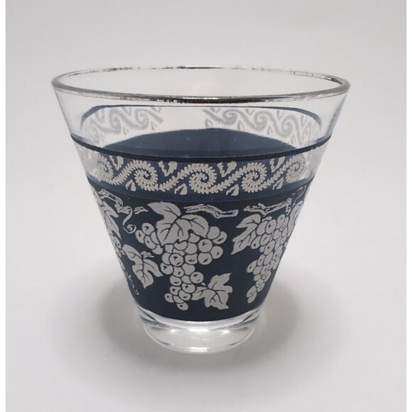 Hazel Atlas 1960s Blue Grape Pattern Glassware Cocktail Barware Vintage Set of 6 - Picture 2 of 16
